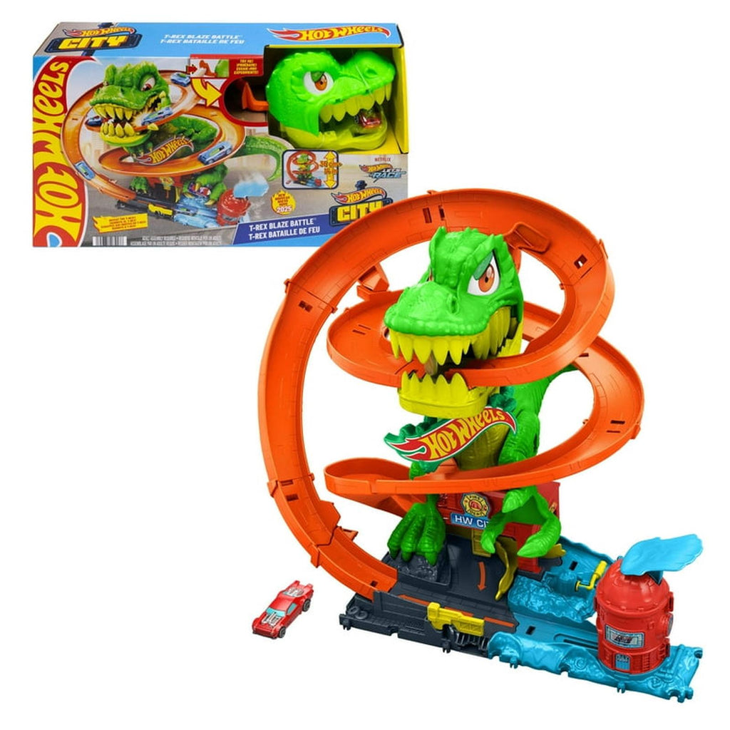 Mattel Hot Wheels City T-Rex Blaze Battle Track Set