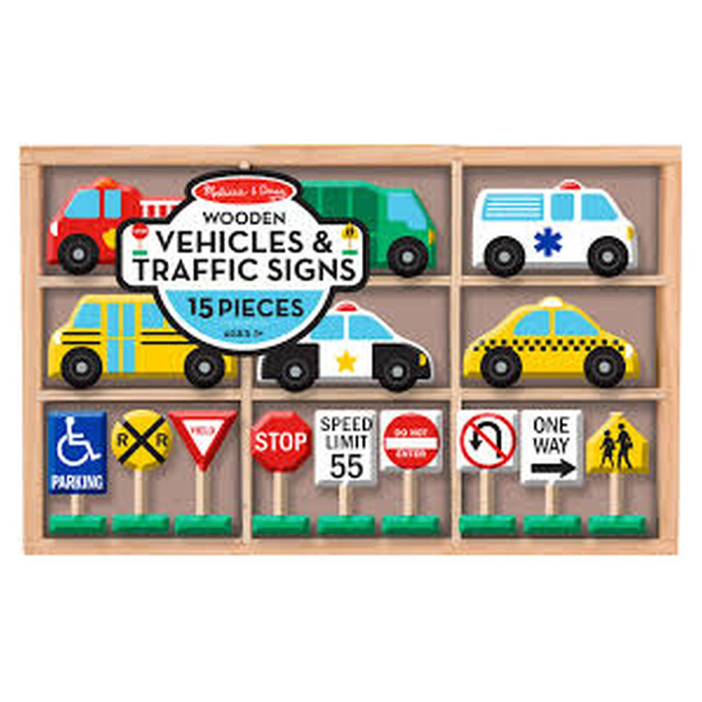 Melissa And Doug Wooden Vehicles And Taffic Signs Set - Radar Toys