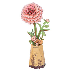 Robotime Rowood Pink Dahlia Wooden Bloom Craft Model Kit