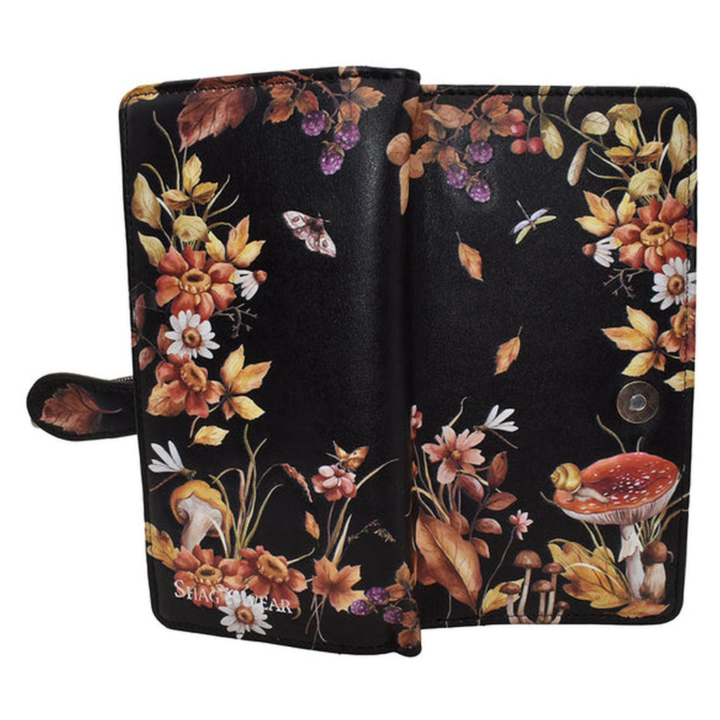 Shagwear Autumn Nature Black Large Zipper Wallet