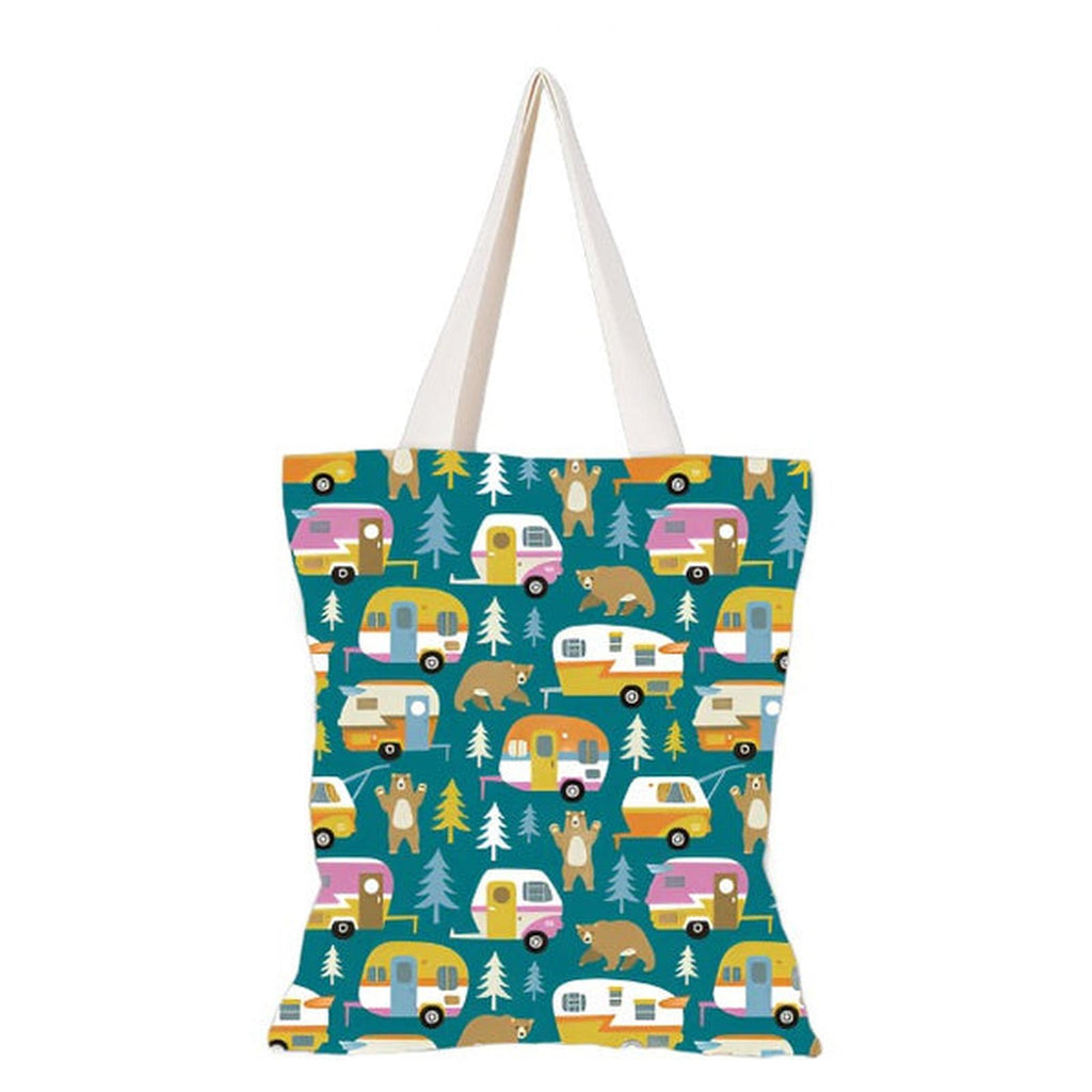 Shagwear Bears And Trailers Canvas Reusable Shopping Bag