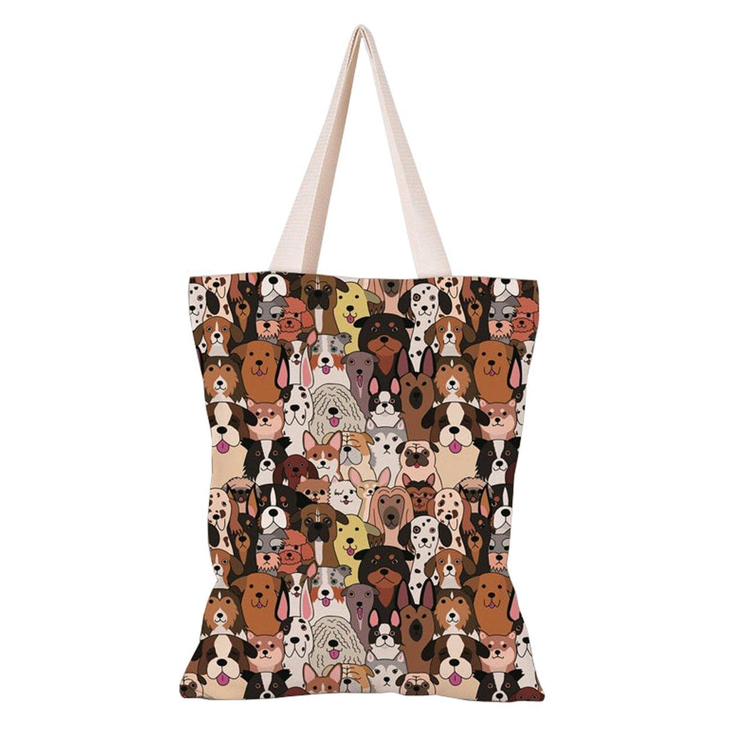 Shagwear Dog Crowd Canvas Reusable Shopping Bag