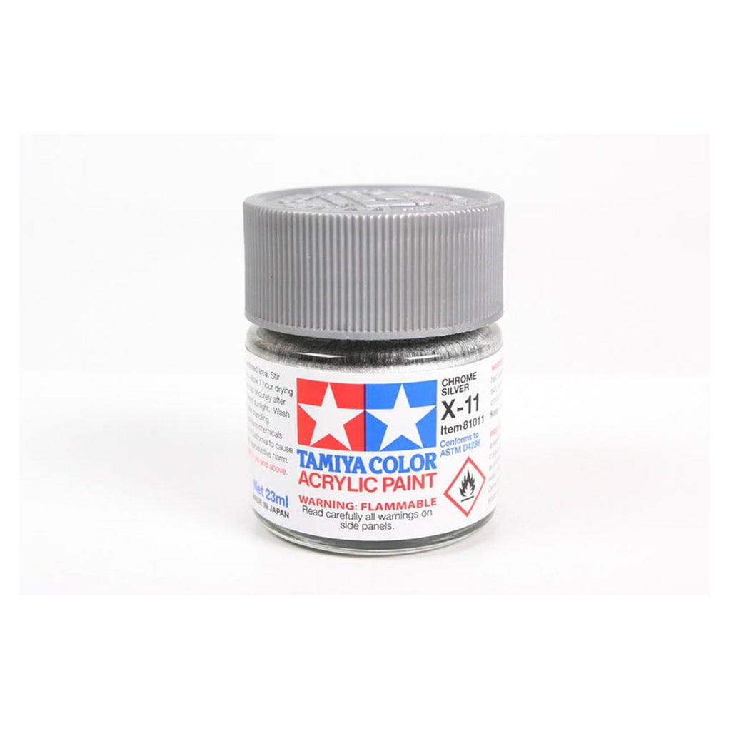 Tamiya Color X-11 Chrome Silver Gloss Acrylic Paint 23mL TAM81011