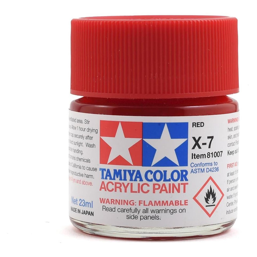 Tamiya Color X-7 Red Gloss Acrylic Paint 23ml Bottle TAM81007