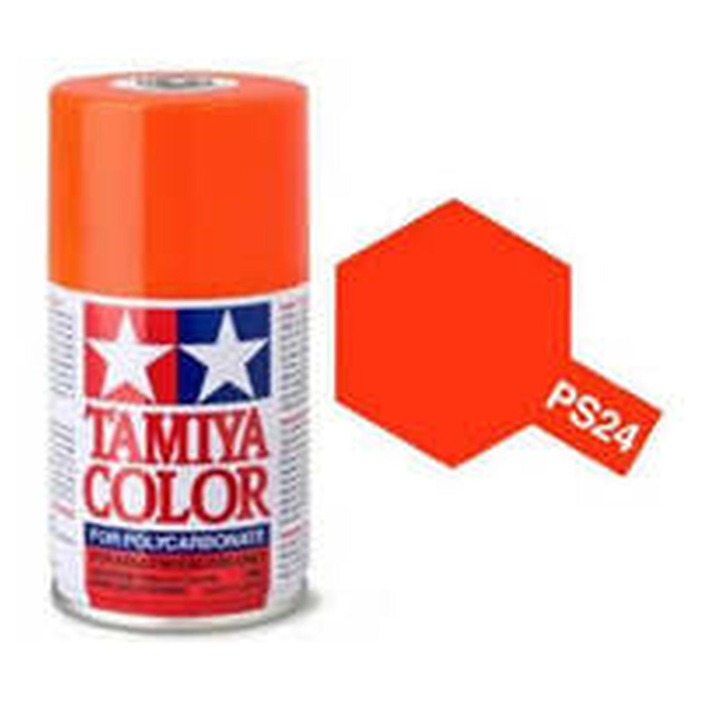 Tamiya Color For Polycarbonate PS-24 Fluorescent Orange 100ml Spray Paint Can TAM86024