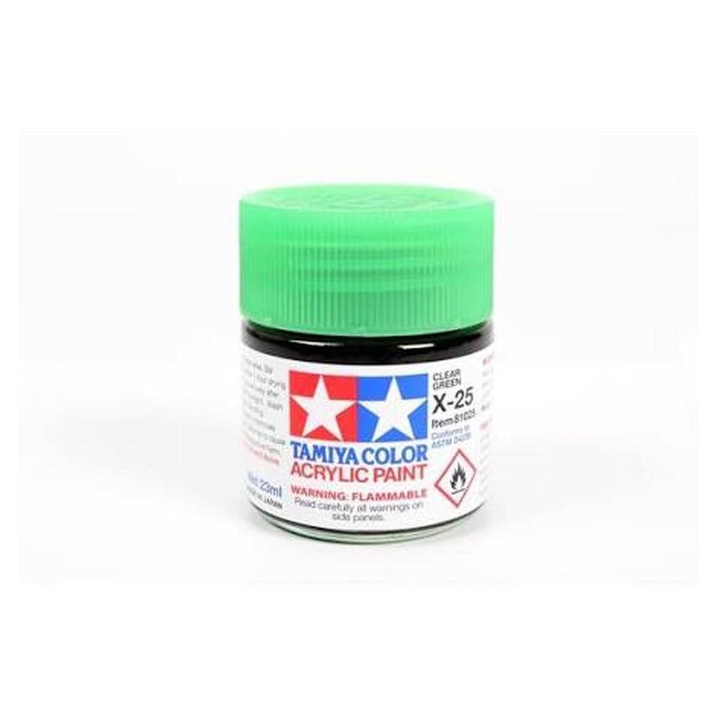 Tamiya Color X-25 Clear Green Gloss Acrylic Paint 23mL TAM81025
