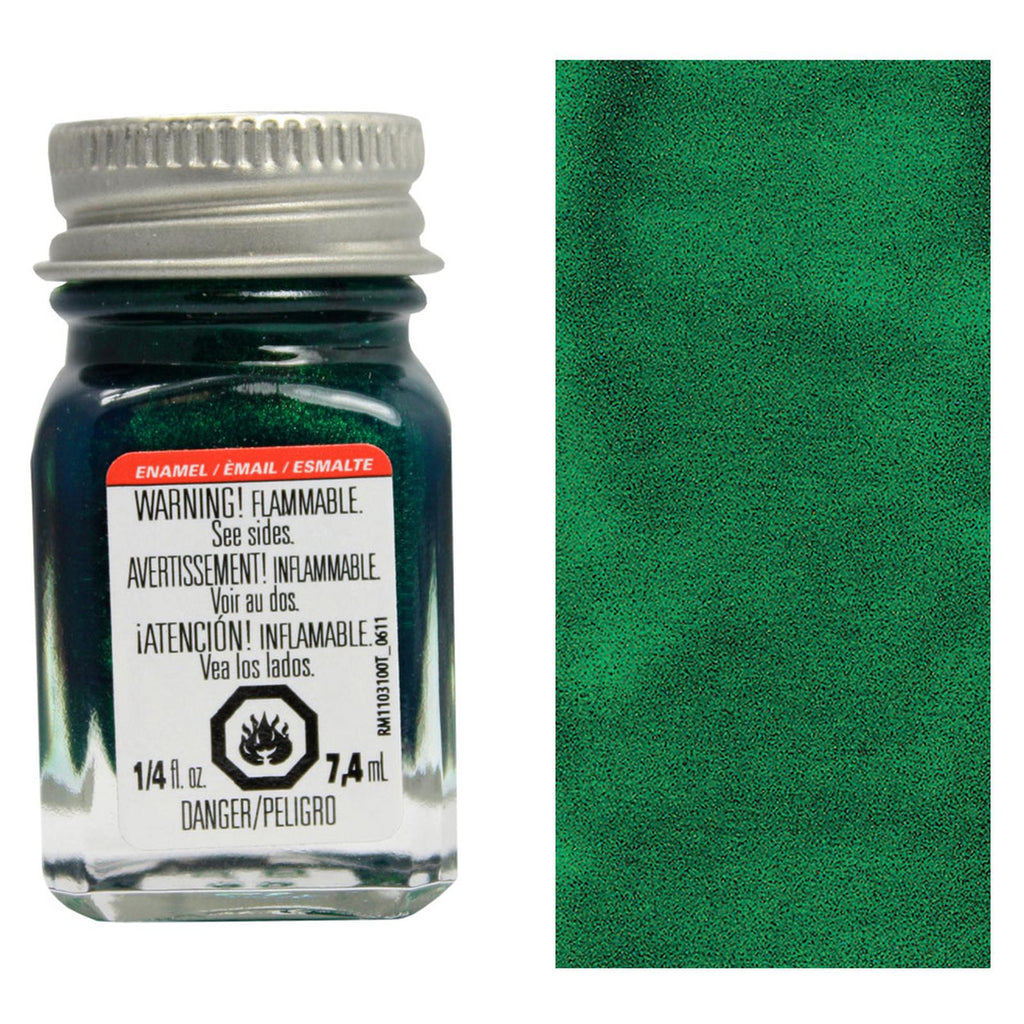Testors Green Metallic Flake Enamel Paint 0.25oz - Radar Toys