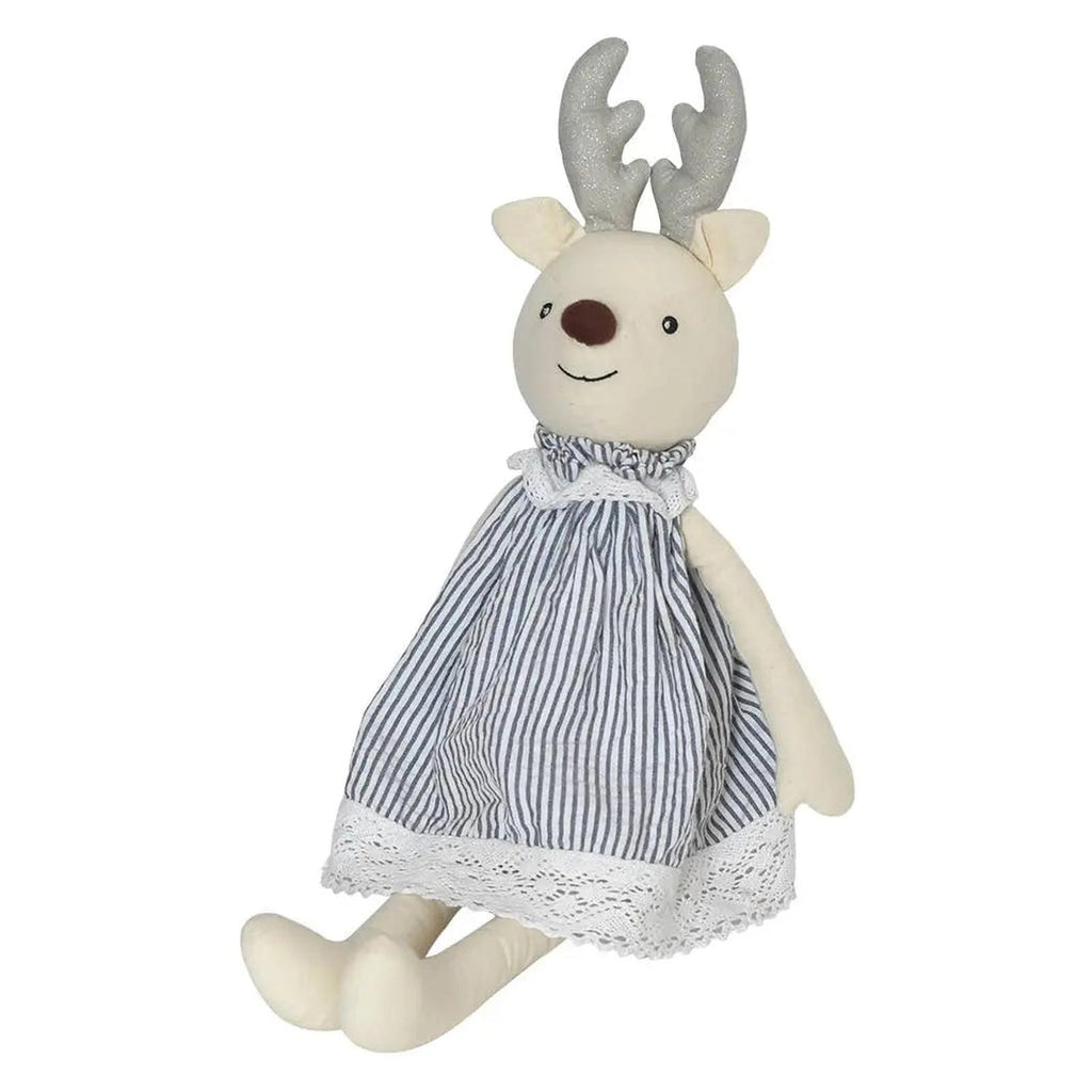 Tikiri Christmas Collection White Reindeer Stripe Dress 17 Inch Plush Figure