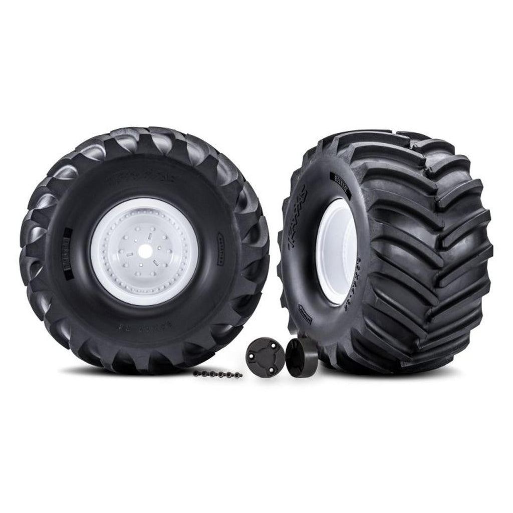 Traxxas White X-Monster Wheels w/ Terra Groove Tires (2) TRA7689