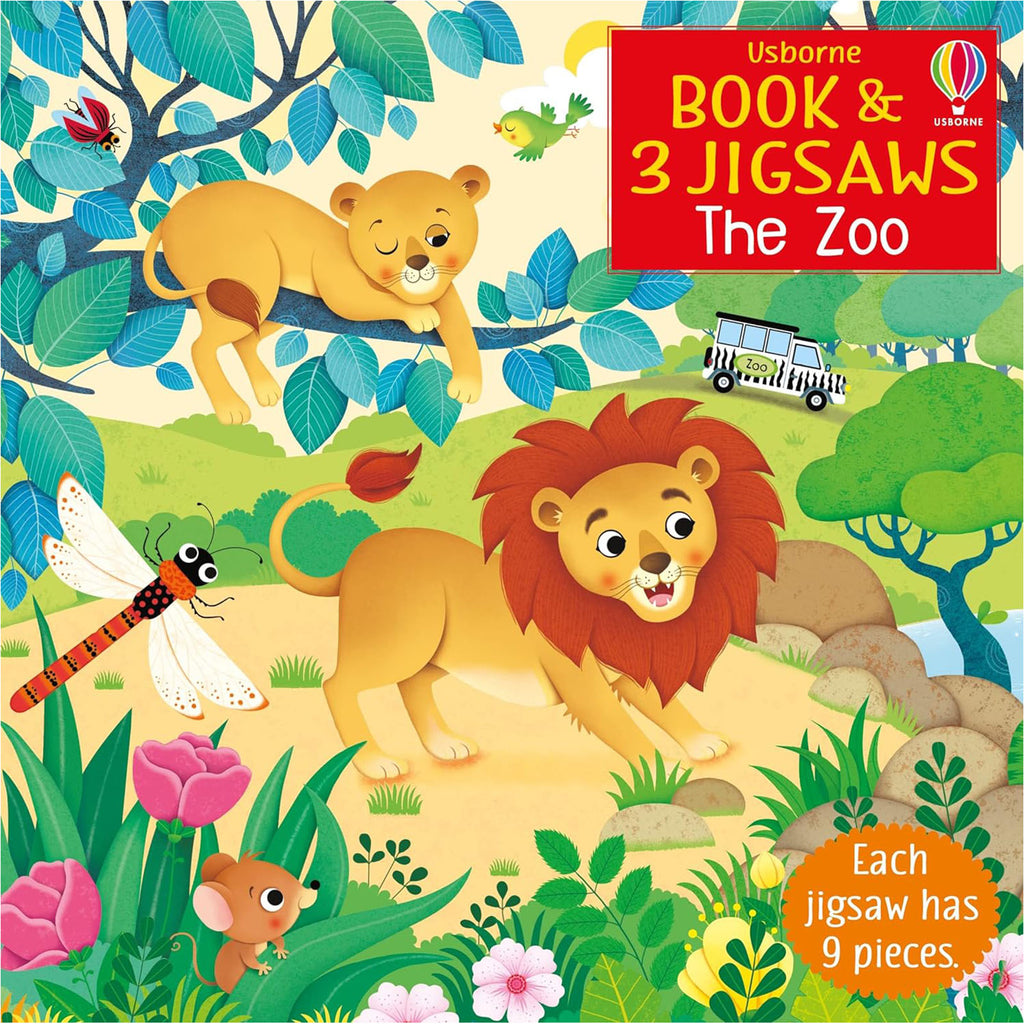 Usborne Book And 3 Jigsaw Puzzles The Zoo Set