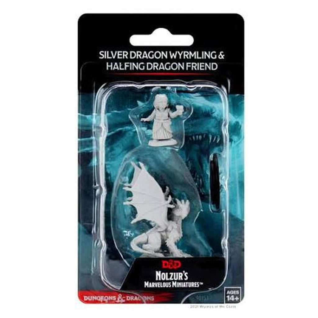 WizKids Dungeons And Dragons Nolzur's Marvelous Silver Dragon Wyrmling And Halfling Dragon Friend Miniatures