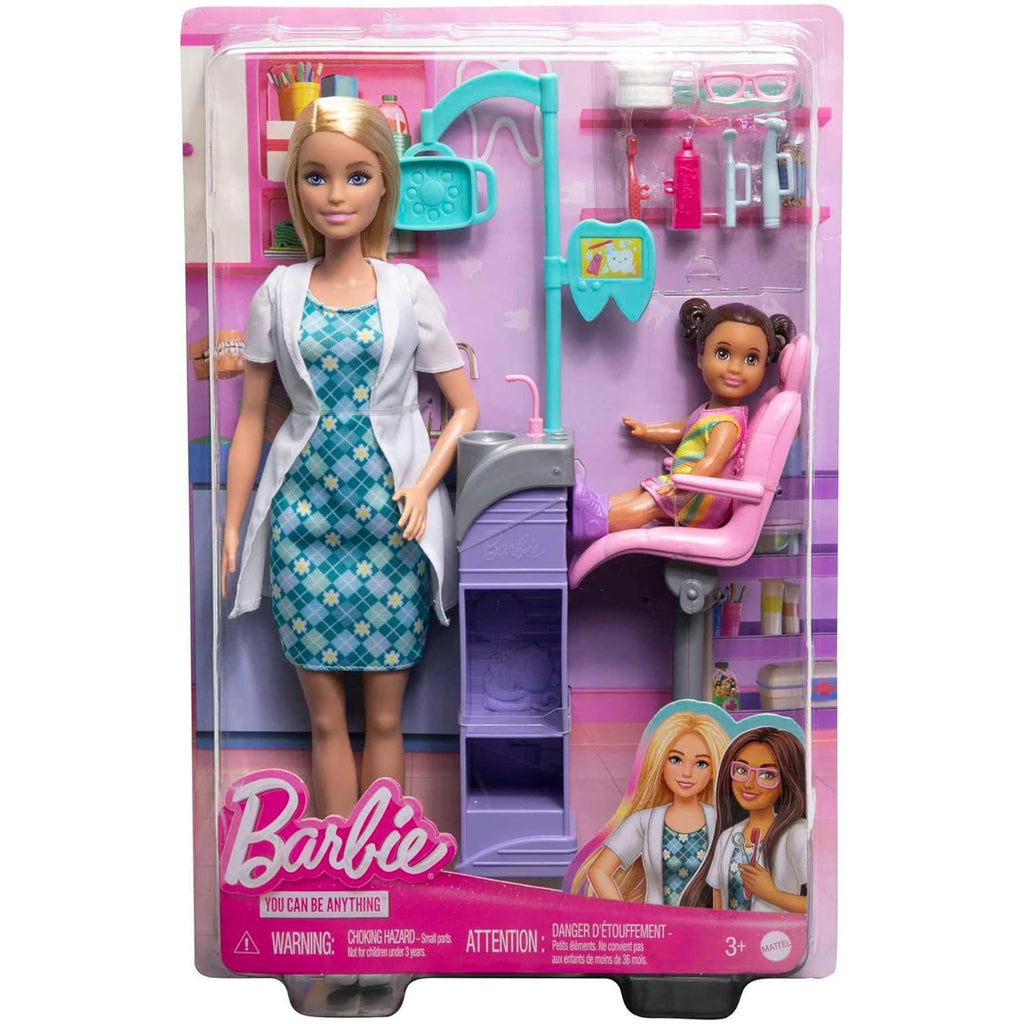Mattel Barbie You Can Be Anything Blonde Dentist With Child Doll Set