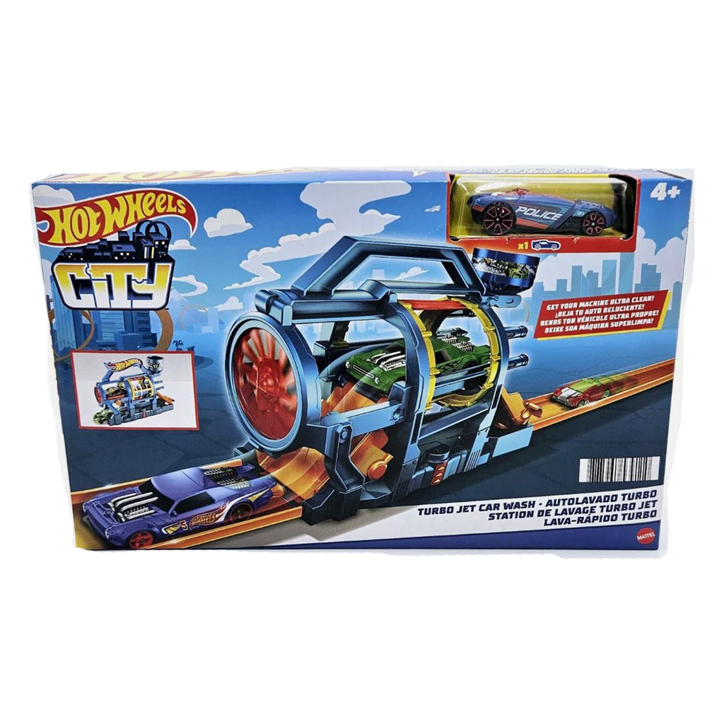 Mattel Hot Wheels City Turbo Jet Car Wash Fold-Out Play Set