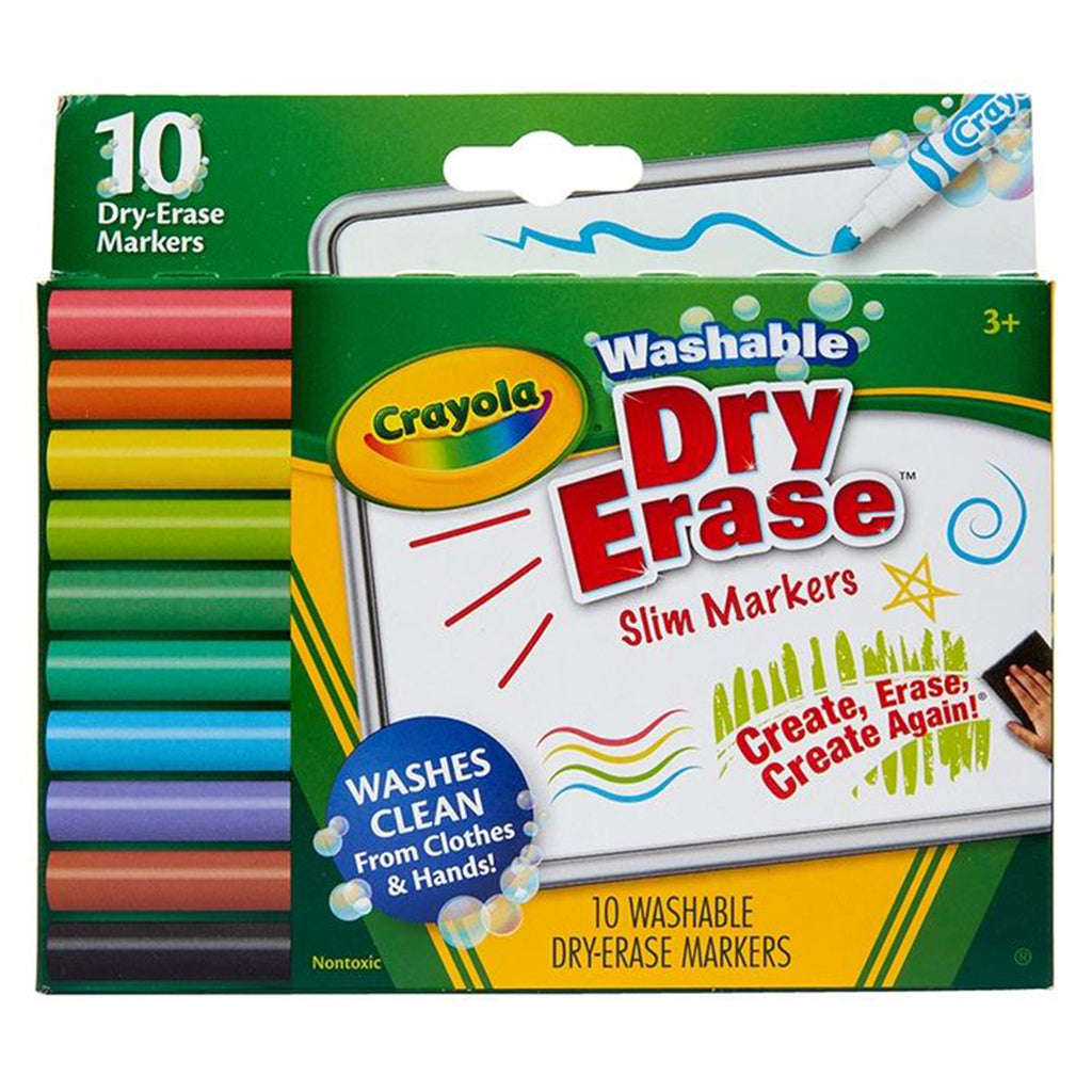 Crayola 10 Count Dry Erase Slim Markers - Radar Toys
