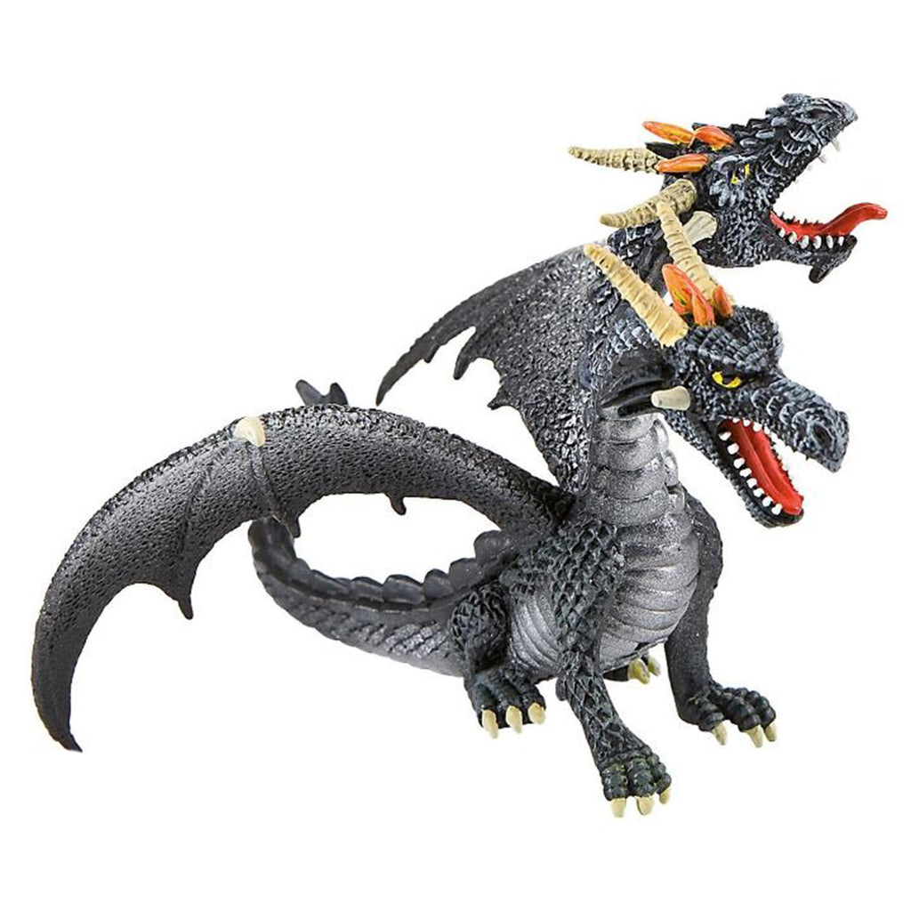 Bullyland Dragon Double Headed Black Animal Figure 75597 - Radar Toys