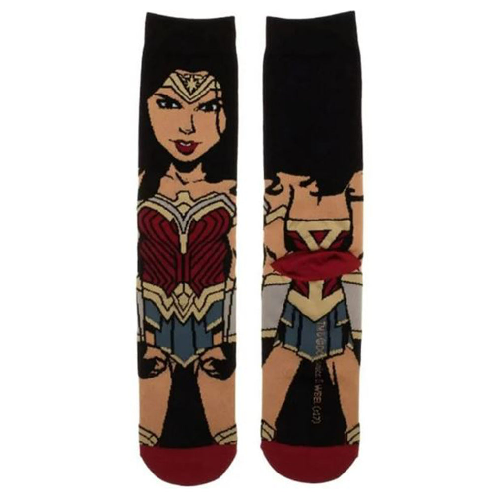Bioworld DC Justice League Wonder Woman 360 Character Single Pair Men's Crew Socks