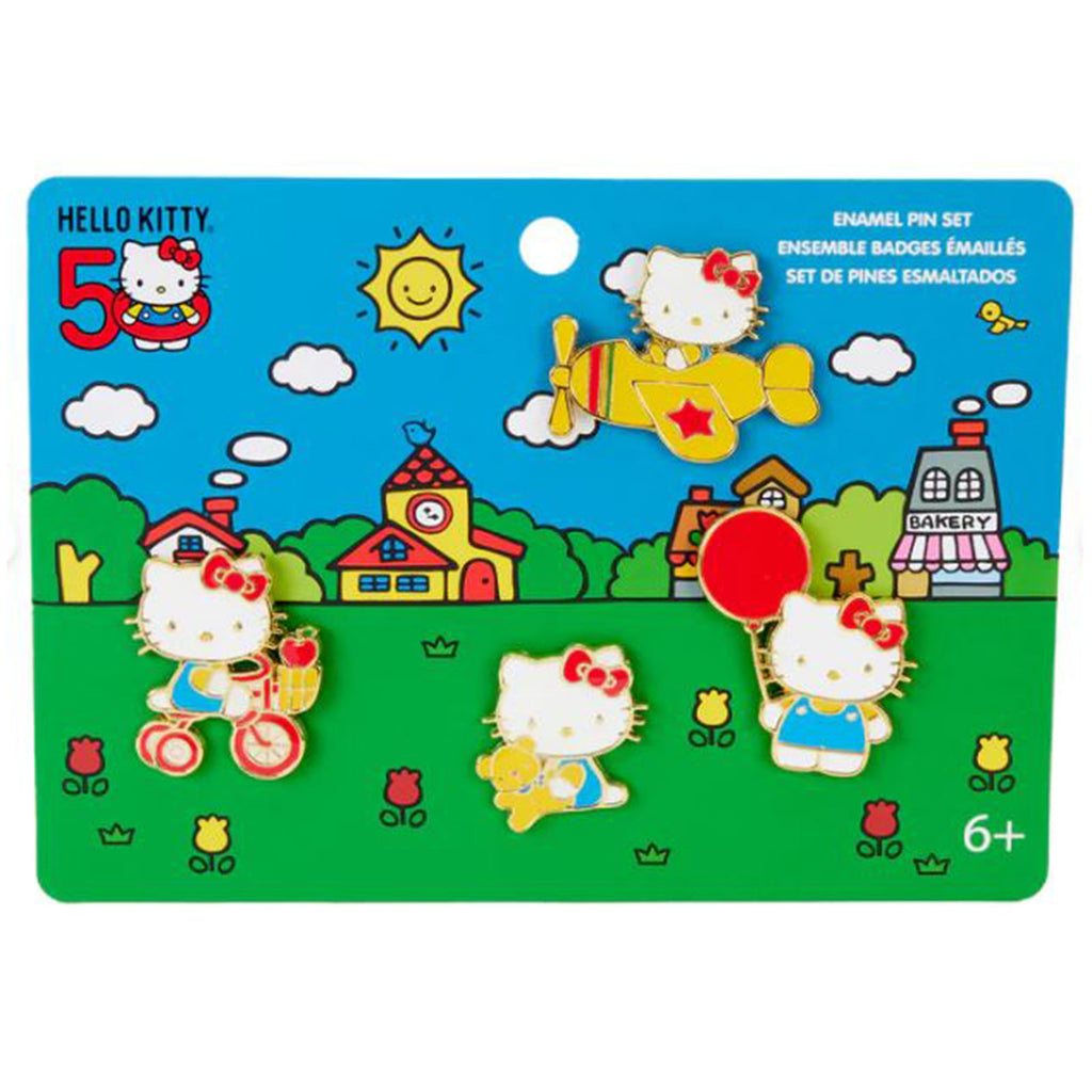 Loungefly Sanrio Hello Kitty 50th Anniversary Classic 4 Piece Pin Set