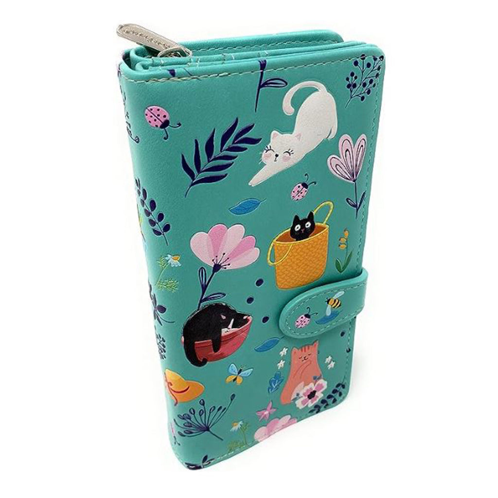 Shagwear Cats In The Garden Teal Large Zipper Wallet - Radar Toys