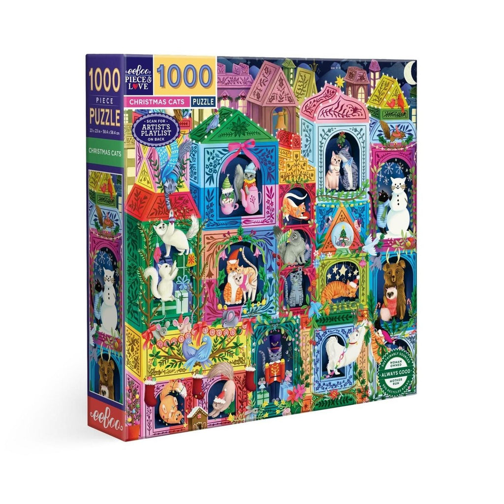 eeBoo Christmas Cats 1000 Piece Jigsaw Puzzle
