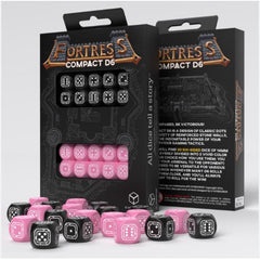 Q-Workshop Fortress Black And Pink Compact 20D6 Dice Set - Radar Toys