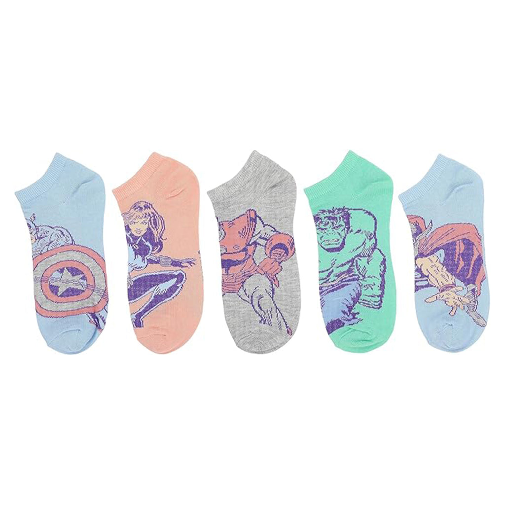 Bioworld Marvel Character Heroes Womens 5 Pair Of Ankle Socks - Radar Toys