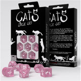 Q-Workshop Cats Daisy Pink And White 7 Piece Dice Set - Radar Toys