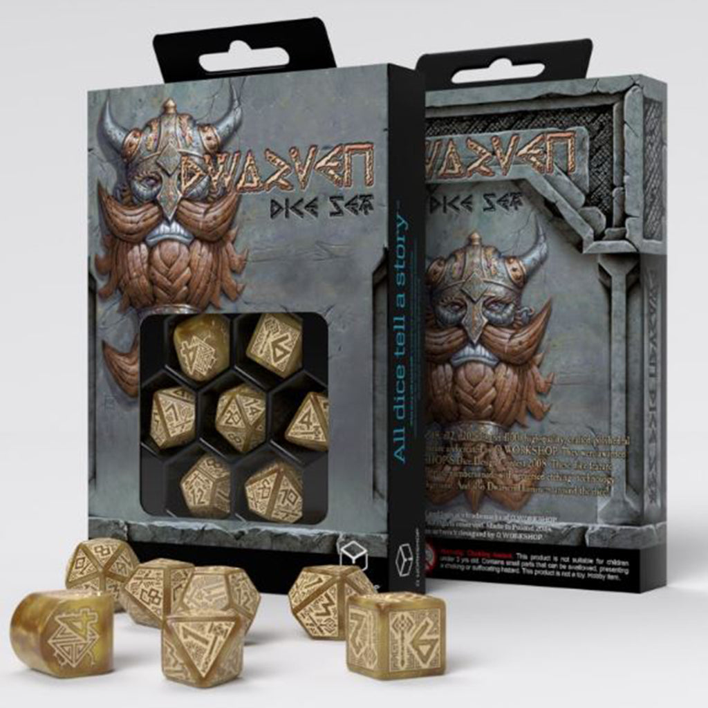 Q-Workshop Dwarven Gold 7 Piece Dice Set - Radar Toys