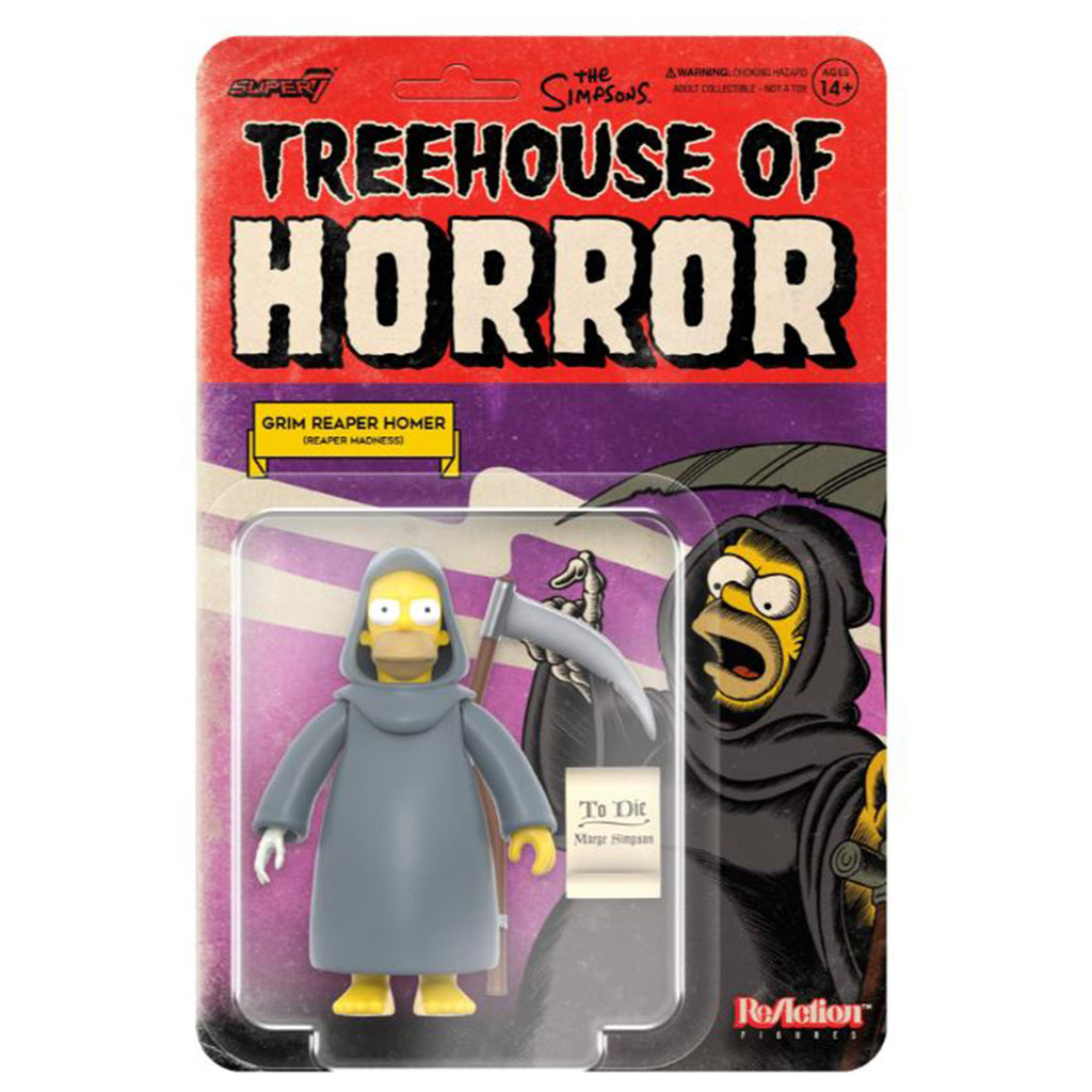 Super7 The Simpsons Treehouse Of Horror Grim Reaper Homer Reaction Figure