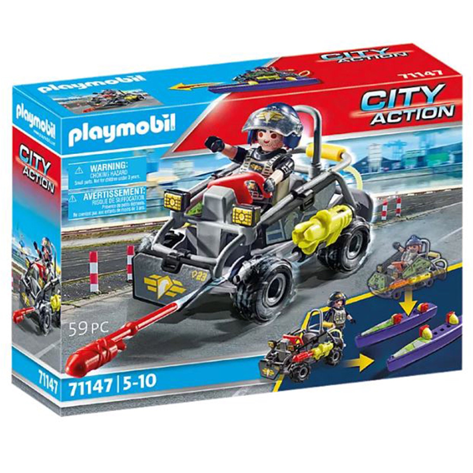 Quad rolniczy City Action - zestaw konstrukcyjny z koparką i figurkami  PLAYMOBIL