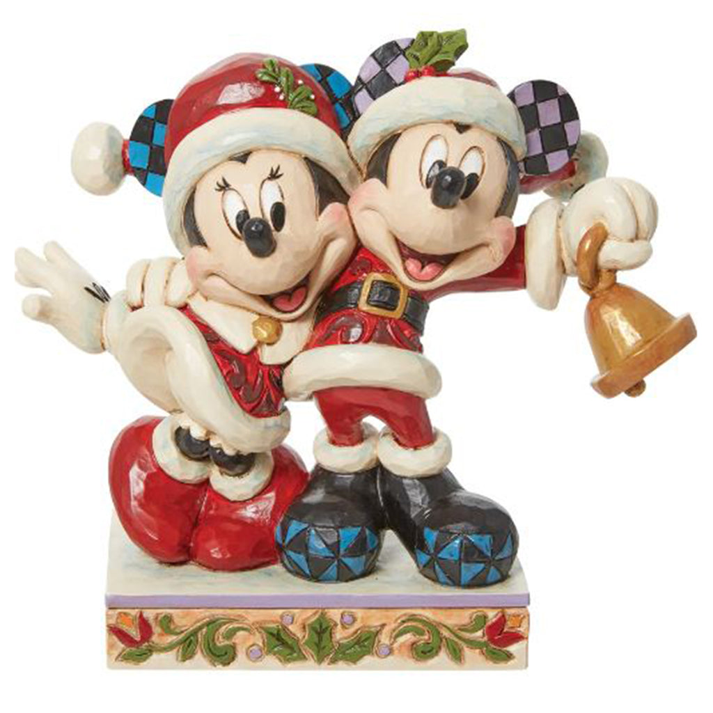 Enesco Disney Traditions Jingle Bell Mickey And Minnie Santas Figurine