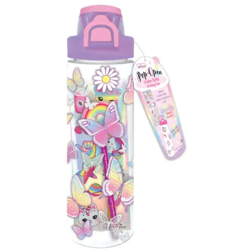 Hot Focus Tie Dye Butterfly Pop-Open Water Bottle Set - Radar Toys