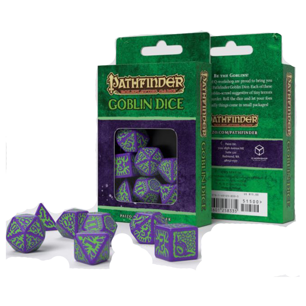 Q-Workshop Pathfinder Goblin Purple And Green 7 Piece Dice Set