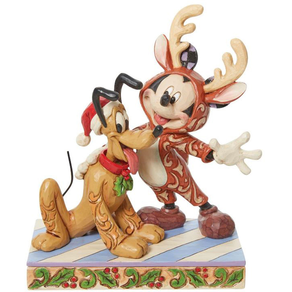 Enesco Disney Traditions Festive Friends Mickey Reindeer With Pluto Figurine - Radar Toys