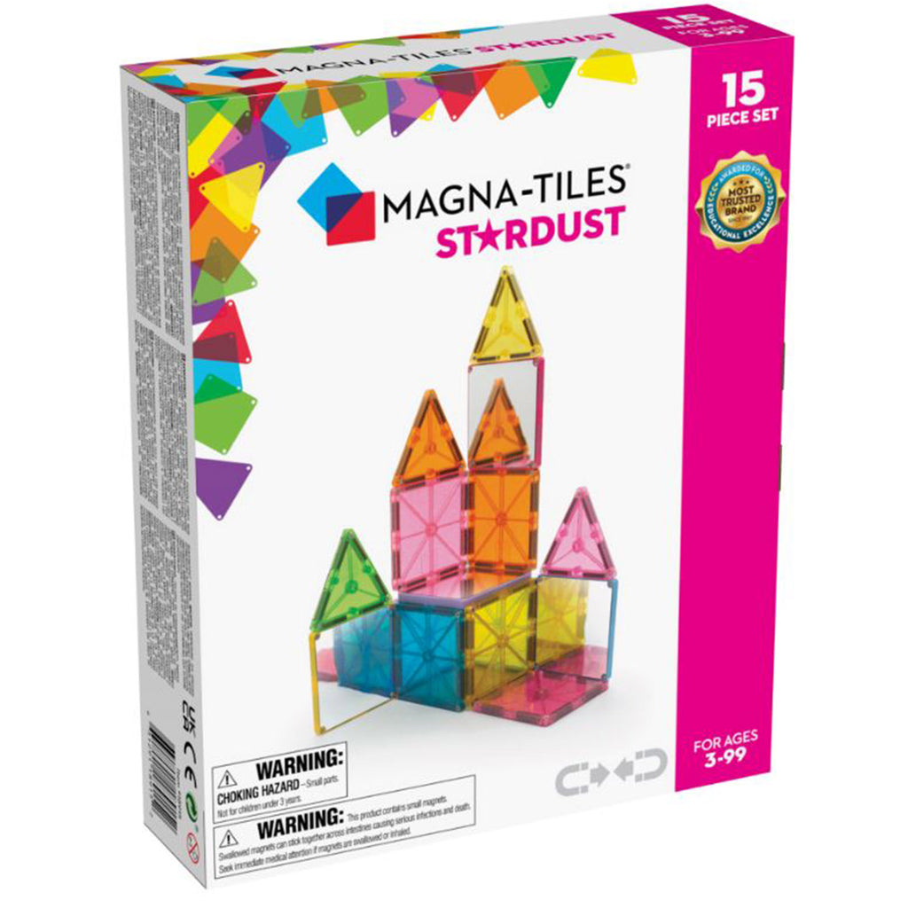 Magna-Tiles Stardust 15 Piece Glitter And Mirror Magnetic Tile Set
