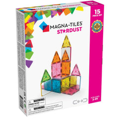 Magna-Tiles Stardust 15 Piece Glitter And Mirror Magnetic Tile Set - Radar Toys
