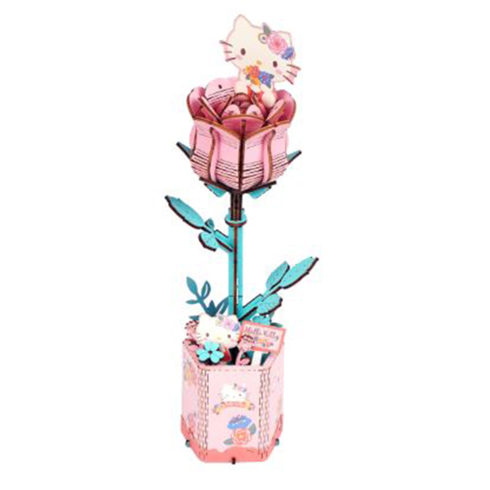 3D Wooden Flower Puzzle Hello Kitty Pink Rose 3D Wooden Flower Puzzle Hello Kitty Pink Rose