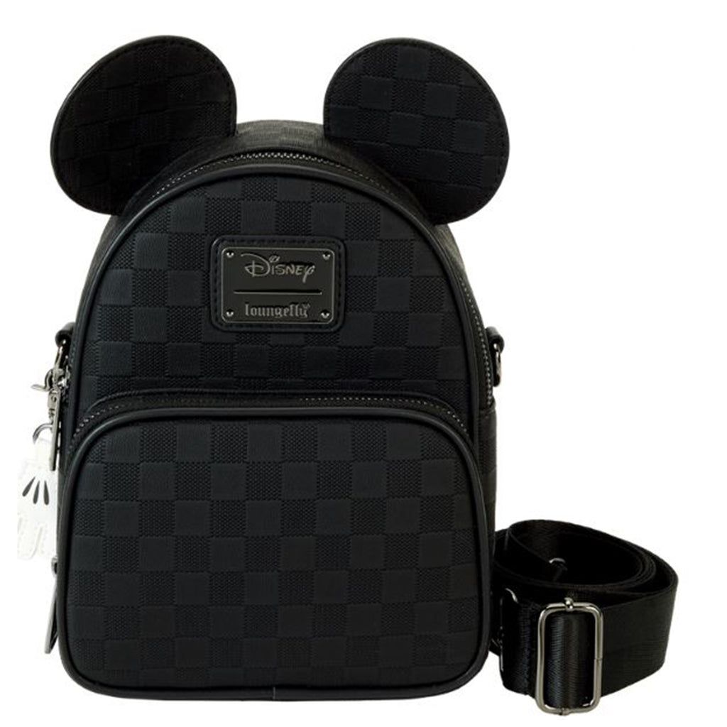 Loungefly Disney Mickey Mouse Checkered Texture Convertible Mini Backpack Crossbody Bag