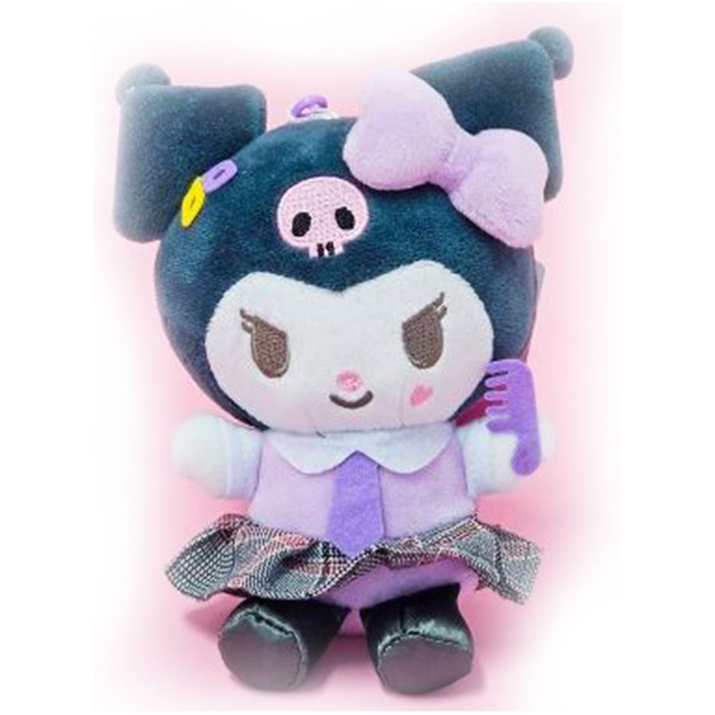 Sanrio School Look Kuromi 7 Inch Plush Bag Clip - Radar Toys
