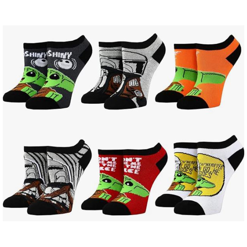 Bioworld Lego Star Wars Child And Mando Kids 6 Pair Of Ankle Socks - Radar Toys