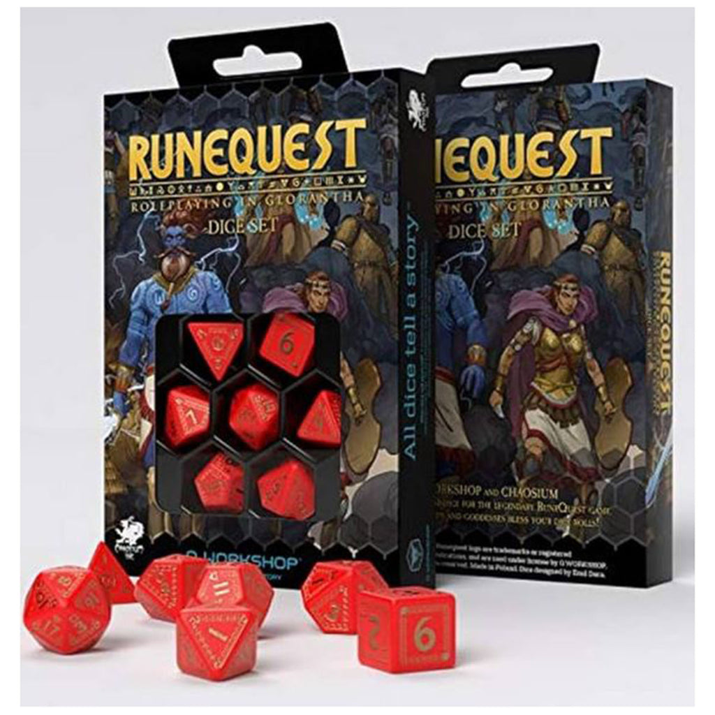 Q Workshop RuneQuest Red And Gold 7 Piece Dice Set