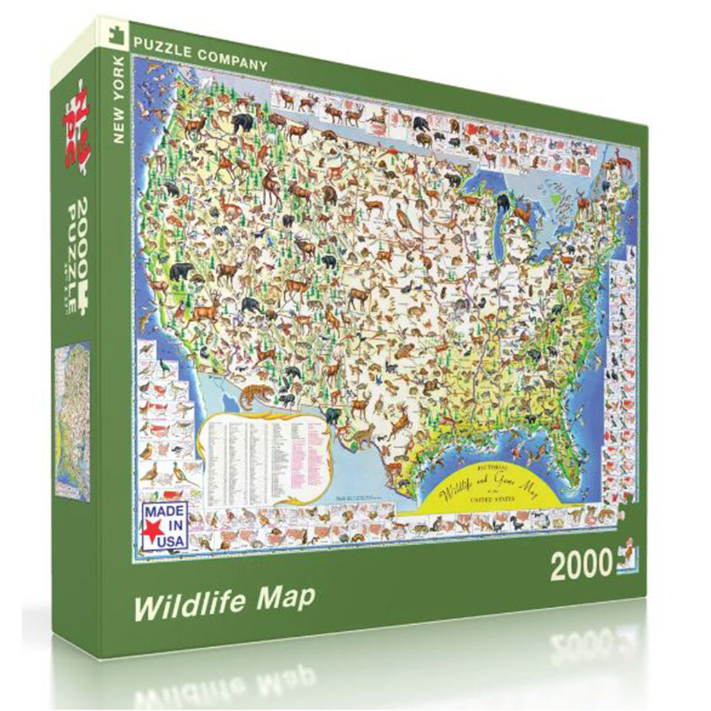 New York Puzzle Company Wildlife Map 2000 Piece Jigsaw Puzzle