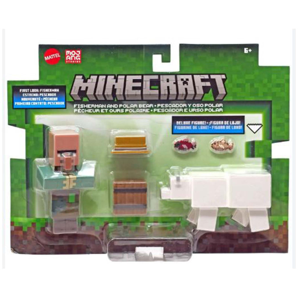 Mattel Minecraft Fisherman And Polar Bear Figure Set