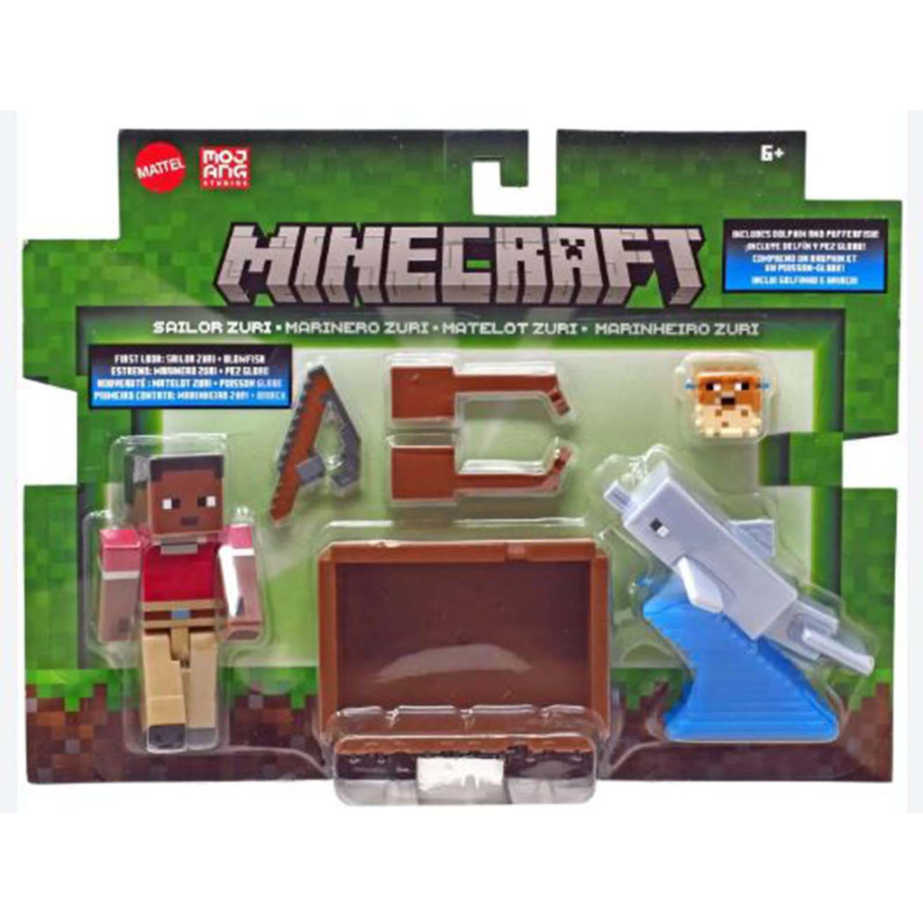 Mattel Minecraft Sailor Zuri And Dolphin Figure Set