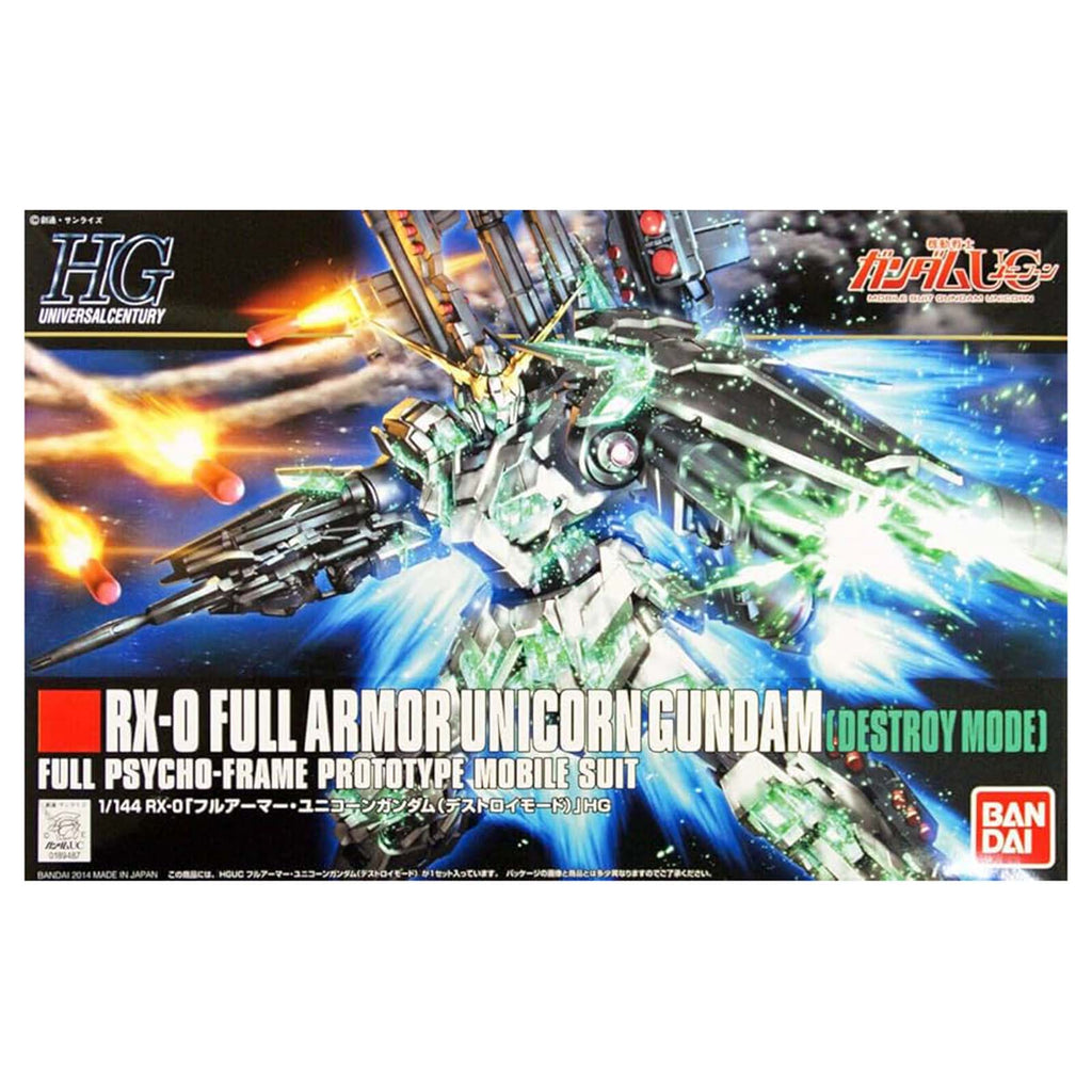 Bandai Gundam Universal Century HG Full Armor Unicorn Gundam Destroy Mode 144th Scale Model Kit