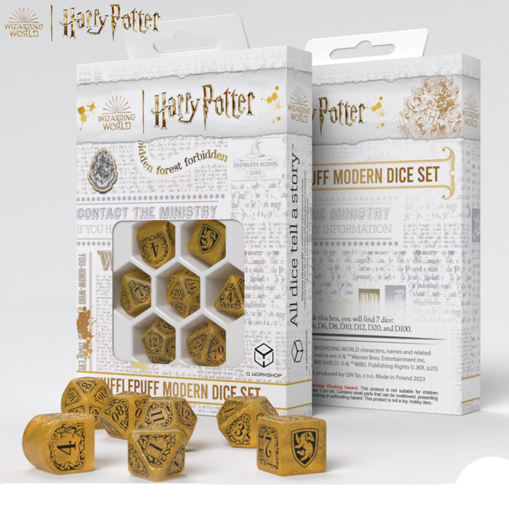 Q-Workshop Harry Potter Hufflepuff Modern Yellow 7 Piece Dice Set - Radar Toys