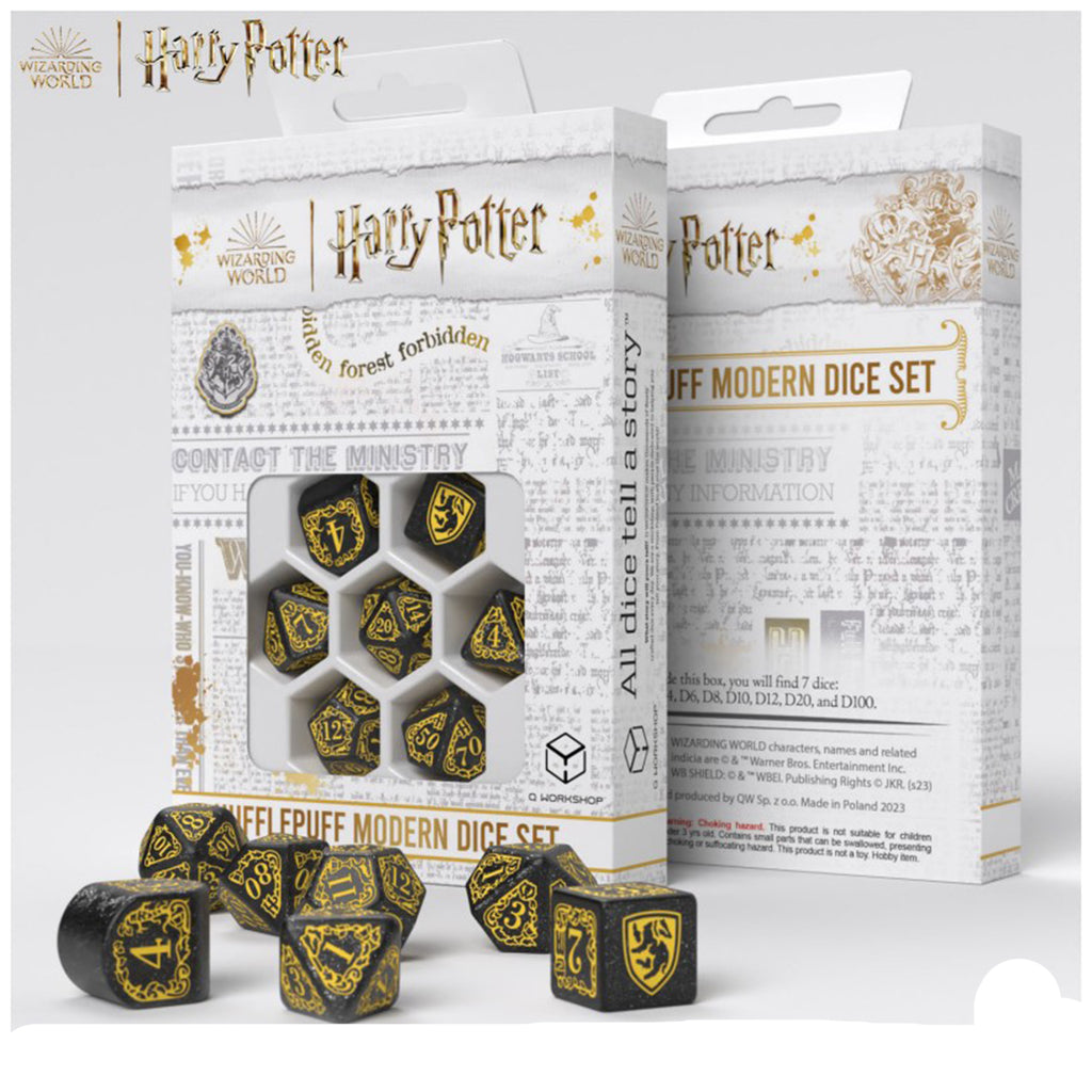 Q-Workshop Harry Potter Hufflepuff Modern Black 7 Piece Dice Set