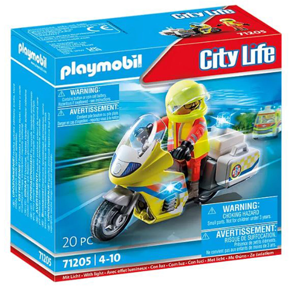 Playmobil City Life Rescue Motorcycle With Flashing Light Building Set 71205 - Radar Toys