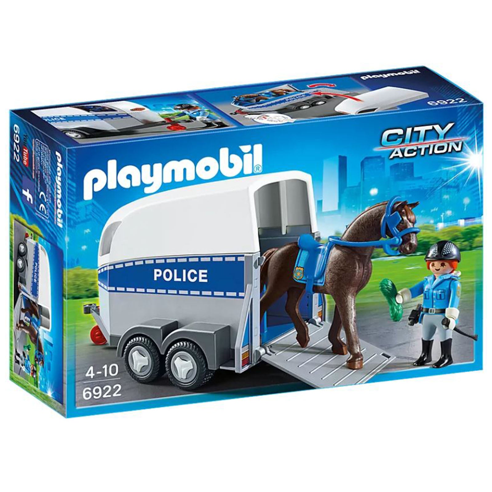 Playmobil City Action Police With Horse And Trailer Building Set