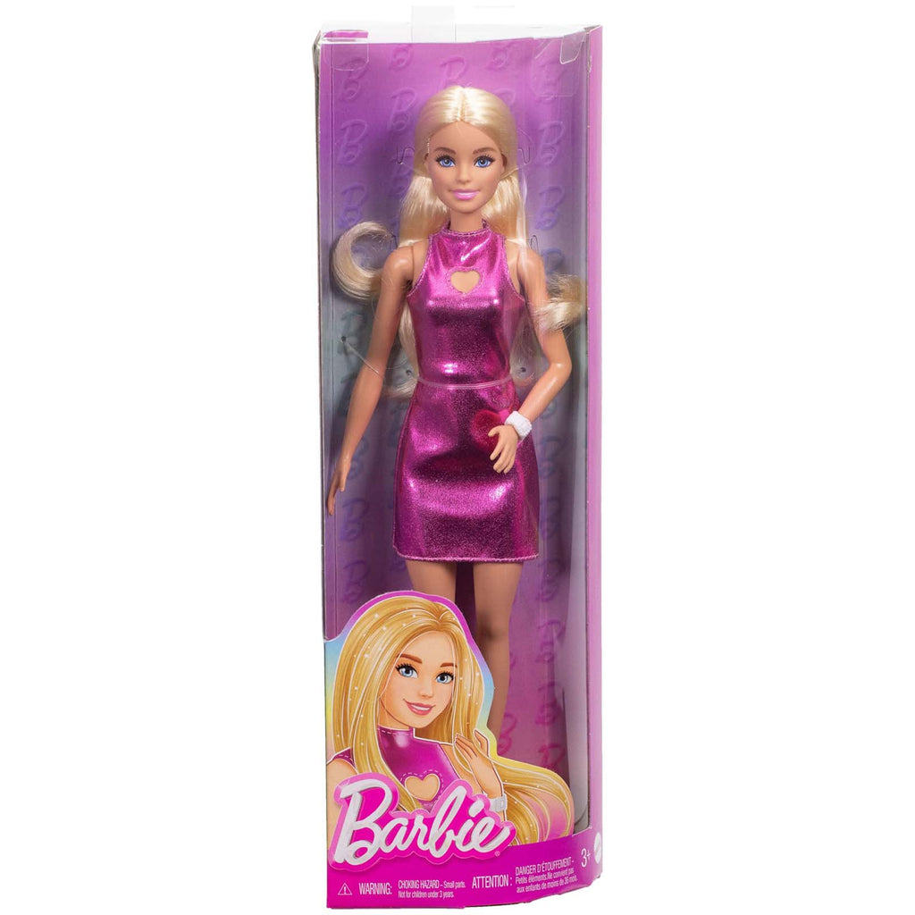 Mattel Barbie Blond Metallic Pink Mini Dress Doll