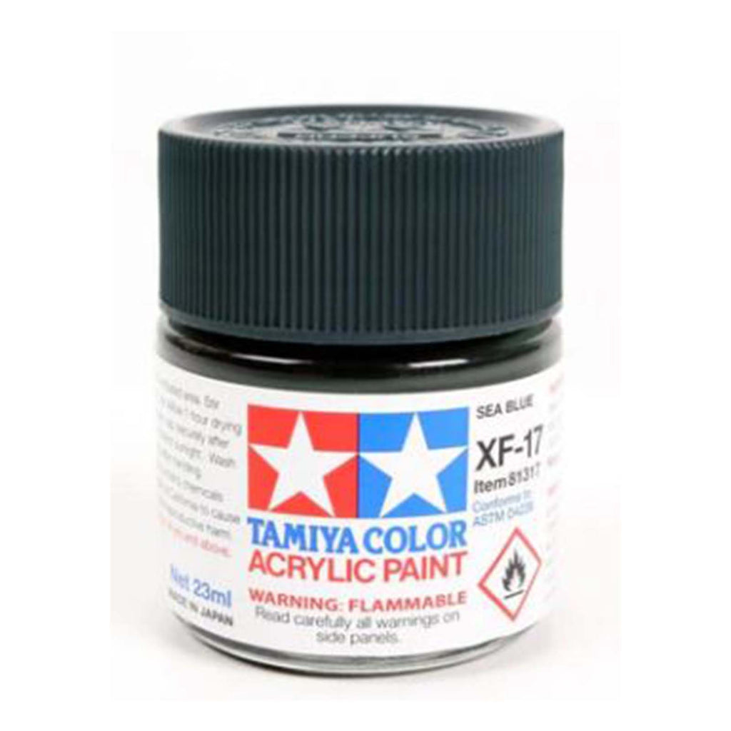 Tamiya Color XF-17 Sea Blue Flat Acrylic Paint 23mL Bottle TAM81317